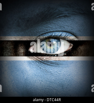 Human face painted with flag of Botswana Stock Photo