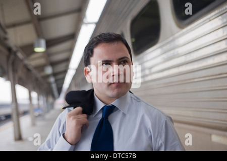 Businessman commuting to work Stock Photo