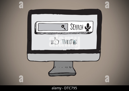 Composite image of internet doodles on computer screen Stock Photo
