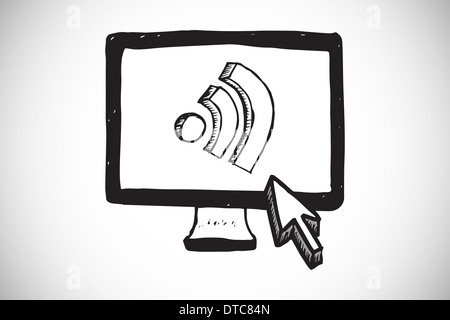 Composite image of wifi icon on computer screen Stock Photo
