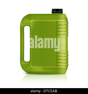 Green plastic gallon, jerry can isolated on a white background. (with clipping work path) Stock Photo