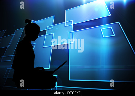 Composite image of black background with shiny squares Stock Photo