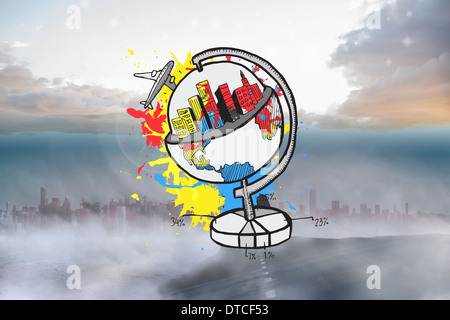 Composite image of global tourism concept on paint splashes Stock Photo
