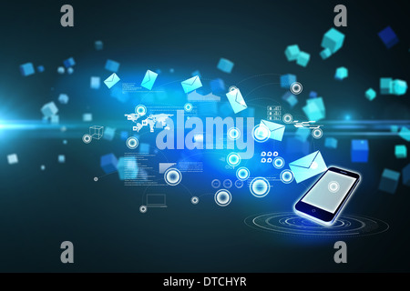 Composite image of email communication background Stock Photo