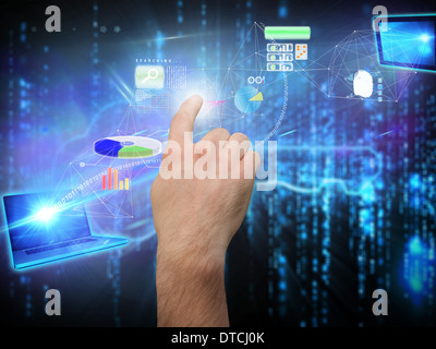 Composite image of hand pointing Stock Photo