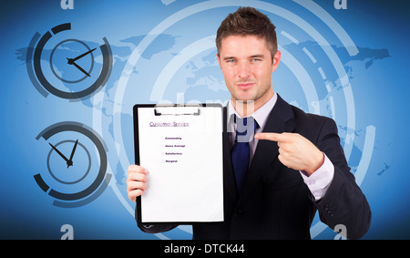Composite image of businessman with customer service report