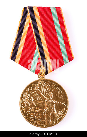 MINSK, BELARUS - FEB 06: Russian (soviet) medal for participation in the Second World War, February 06, 2014. Stock Photo
