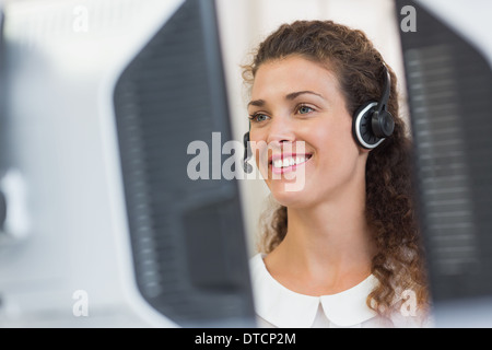 customer service agent working in call center Stock Photo