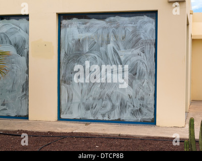 empty blanked out shop window Stock Photo