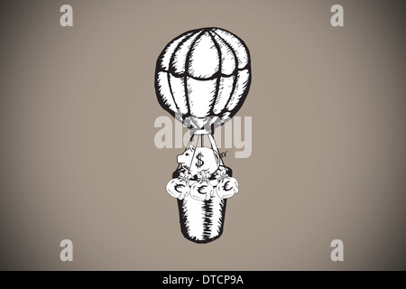 Composite image of cash in hot air balloon doodle Stock Photo