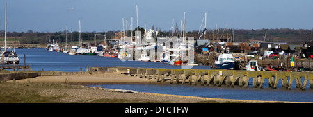 Panoramic View looking up River Blyth from Beach at Walberswick Stock Photo