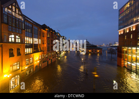 Hamburg, Germany, the Elbstrasse available after the storm surge submerged Stock Photo