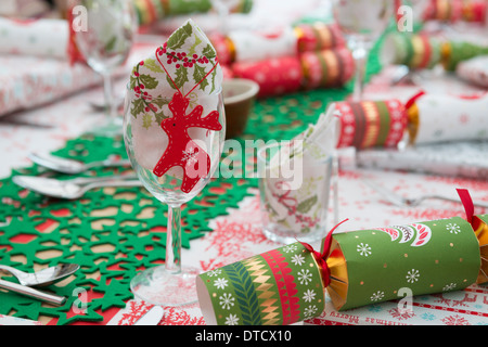 A table laid for Christmas Stock Photo