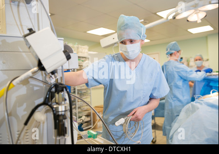 Nurse in a hospital operating theatre Stock Photo