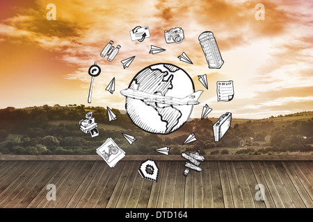 Composite image of global travel doodles Stock Photo