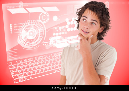 Composite image of close up of a thoughtful man Stock Photo