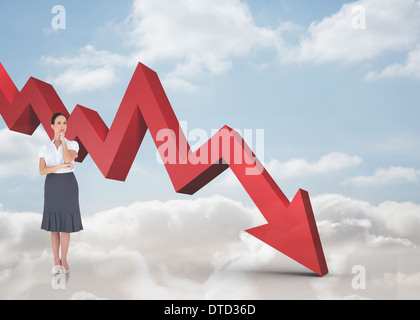 Composite image of pensive elegant businesswoman posing Stock Photo