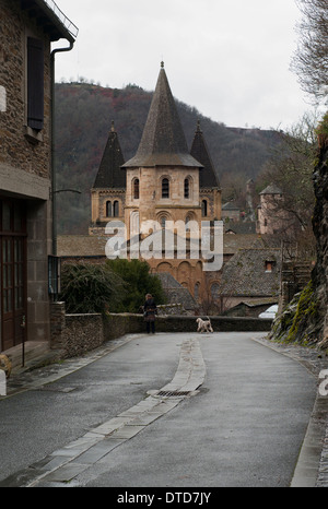 THe abbey.church of St Foy, Conques, Aveyron, Occitanie, France Stock Photo