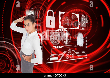 Composite image of focused businesswoman Stock Photo