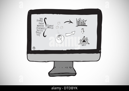 Composite image of business doodles on computer screen Stock Photo
