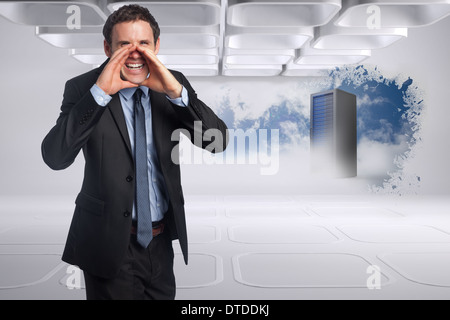 Composite image of shouting businessman Stock Photo