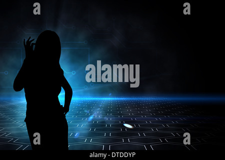 Composite image of circuit board on futuristic background with glow Stock Photo