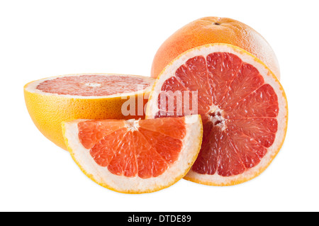 Ruby grapefruits isolated on white background with clipping path Stock Photo