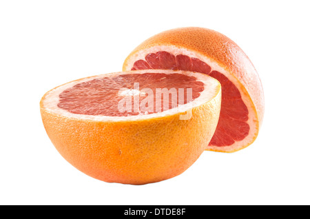 Ruby grapefruits isolated on white background with clipping path Stock Photo