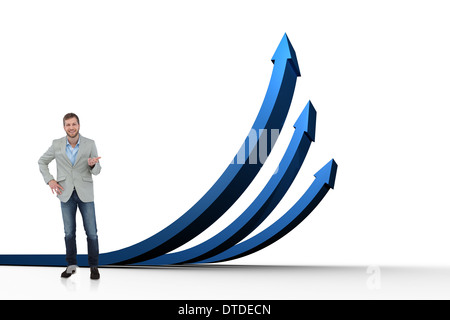 Composite image of stylish man smiling and gesturing Stock Photo