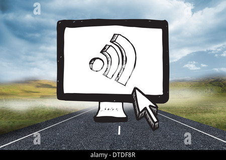 Composite image of wifi icon on computer screen Stock Photo
