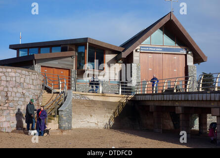 Exmouth beach, post storm damage, Exmouth Lifeboat station, Devon, Britain, UK 15th February, 2014  Picture by Geoff Moore/DMS Stock Photo