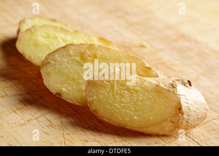 slices of fresh ginger root Stock Photo