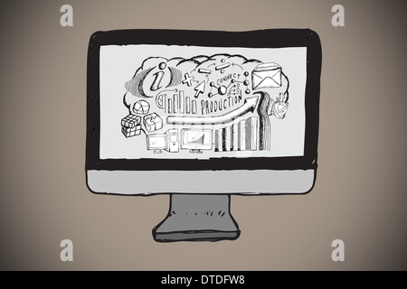 Composite image of brainstorm on computer screen doodle Stock Photo