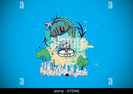 Composite image of global tourism concept on paint splashes Stock Photo