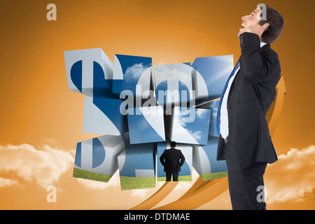 Composite image of thinking businessman scratching head Stock Photo