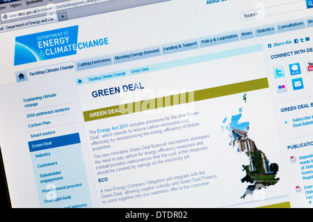 The web site of the UK Department of Energy & Climate Change showing details of the Government's Green Deal. Stock Photo