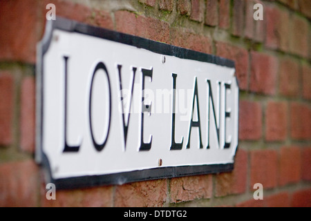 Love lane street name in Weymouth,Dorset. Stock Photo