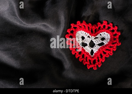 Valentine Heart. Elegant Red satin gift Ribbon. Isolated on white Stock  Photo - Alamy