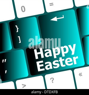 Happy Easter text button on keyboard keys Stock Photo