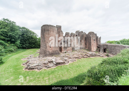 Goodrich Castle, a medieval Norman moated castle near Ross-on-Wye on the Welsh borders, maintained by English Heritage Stock Photo