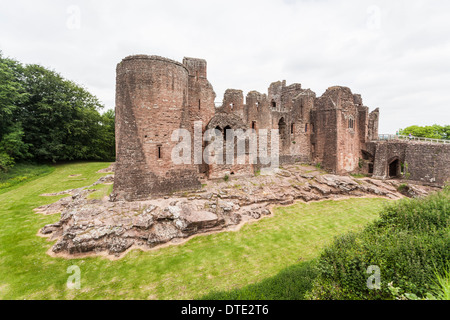 Goodrich Castle, a medieval Norman moated castle near Ross-on-Wye on the Welsh borders, maintained by English Heritage Stock Photo