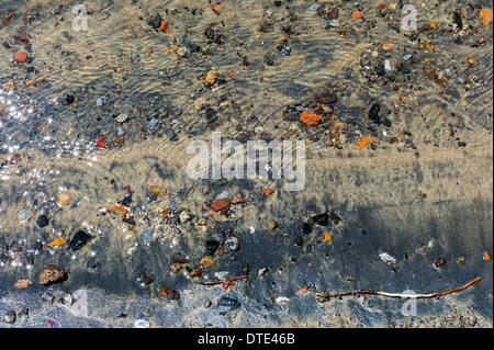 The Arkansas RIver runs through the downtown historic district of the small mountain town of Salida, Colorado, USA Stock Photo