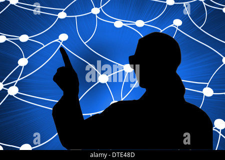Composite image of futuristic shiny dots connected with lines Stock Photo