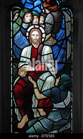 Stained glass window by Henry Holiday, St Andrew's Church, Old Cleeve, Somerset, England Stock Photo