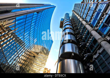 The Lloyd's building (sometimes known as the Inside-Out Building) is the home of the insurance institution Lloyd's of London Stock Photo