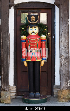 Large toy soldier outside The Christmas Shop, Stratford upon Avon. Stock Photo