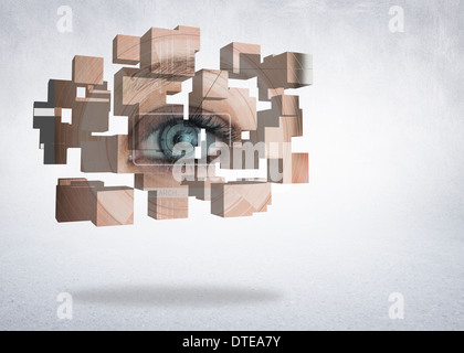 Composite image of eye analysis on abstract screen Stock Photo