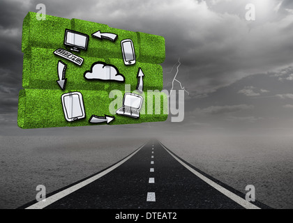 Composite image of cloud computing cycle on abstract screen Stock Photo
