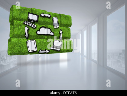 Composite image of cloud computing cycle on abstract screen Stock Photo