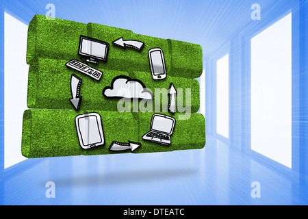 Composite image of cloud computing cycle on abstract screen Stock Photo